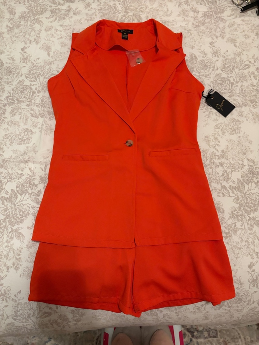 Sleeveless Red Blazer Romper - Unbranded